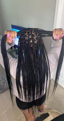 Triangle knotless braids