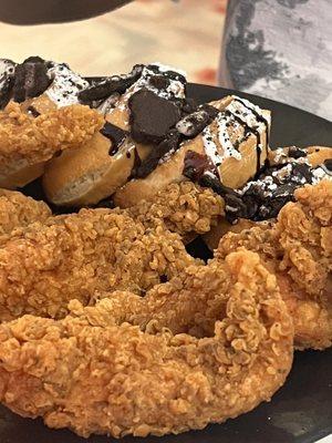 Chicken Tenders n Waffles with Oreo toppings