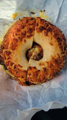 Pizza Bagel Breakfast Sandwich