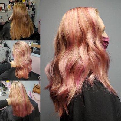 Strawberry color and haircut