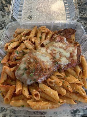 Chicken parm with vodka as