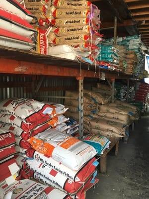 All kinds of chicken feed! And lots of other farm animal feed!