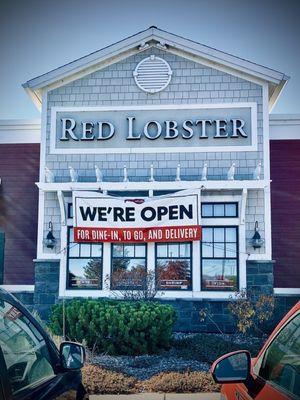 Outdoor "We're Open" signage