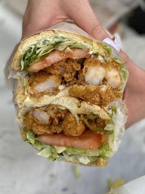 Fried Shrimp on French Sandwich