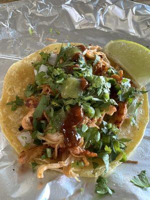 Chicken street taco -chicken is seasoned and cooked to perfection!