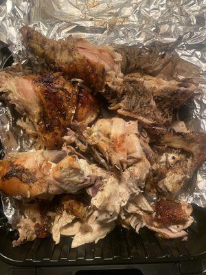 What I received as a "whole chicken". Actually a container filled with scraps,