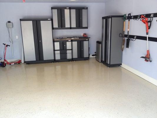 Garage Floor (epoxy), Drywall, Texture, Baseboard and painting