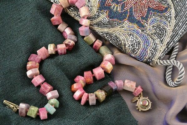 One of a Kind Grade AAA trillion Cut Brazilian Watermelon Tourmaline Necklace