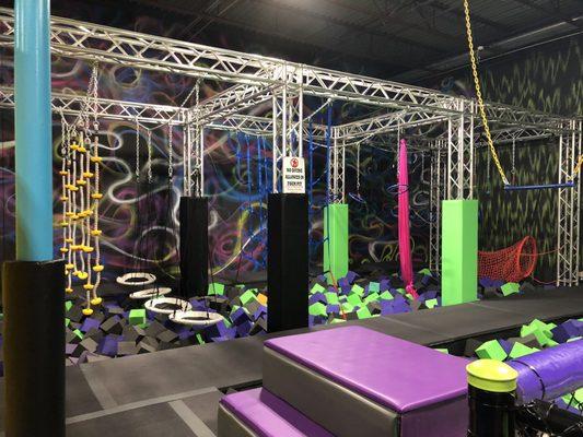 Ninja course, trapeze swing