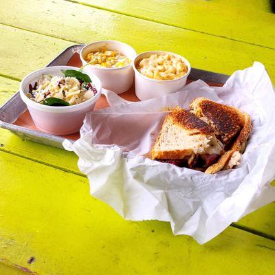 Cheddar Mac and Cream Cheese Corn Bake and Pasta & Arugula Salad