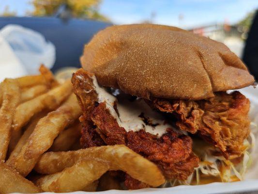 Spicy chicken sandwich with Crispy fries!!! YUMMY!!!