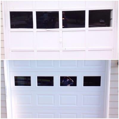 We replaced 4 wood garage doors in this house for 4 steel insulated doors. Flowery Branch.