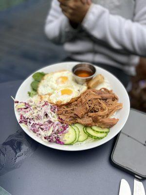 TBD Breakfast Rice Bowl with Crispy Pork Belly