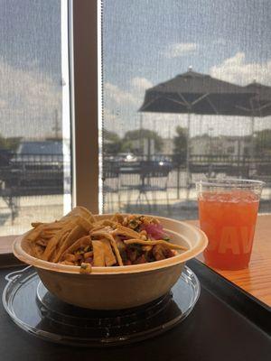 Custom bowl with Strawberry Citrus drink