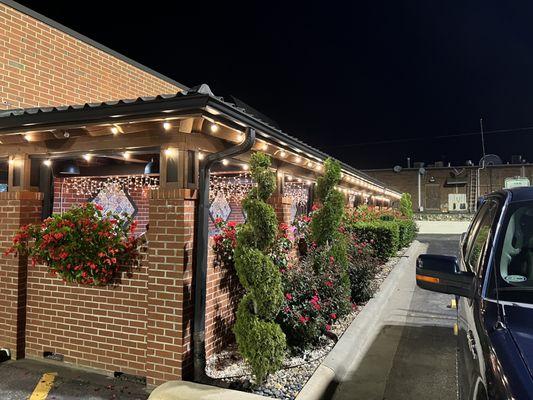 Outside covered patio seating