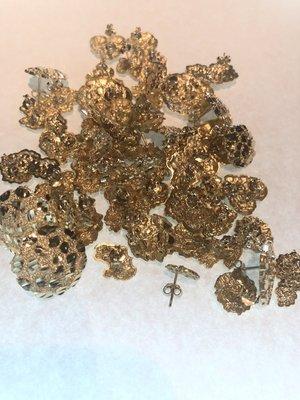 All different type of nugget earrings and sizes