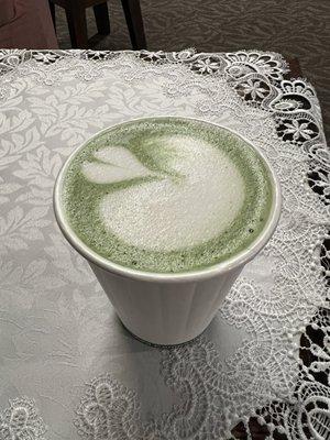 Excellent matcha oatmilk latte