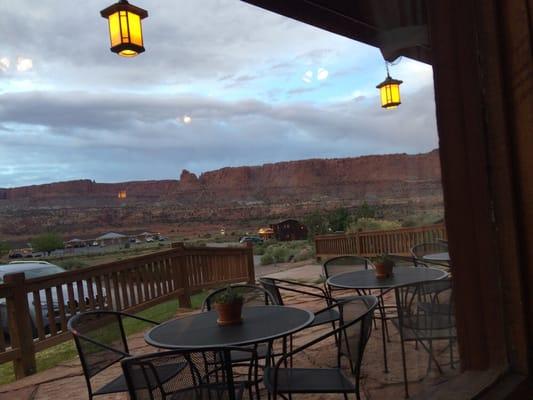 The patio overlooking capitol reef national park