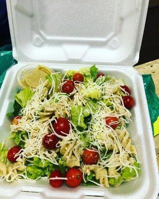 Cesar pasta salad, house made dressing, locally harvested, organic cherry tomatoes, fresh organic romaine.