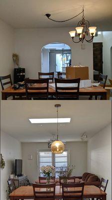 Before & after. Can't even tell the old light & hole were there.