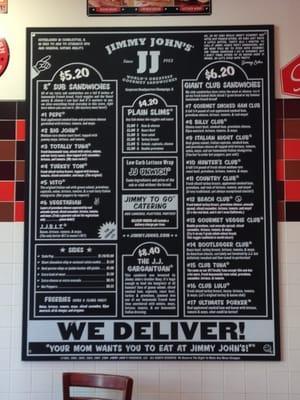 Menu as of 9/2013