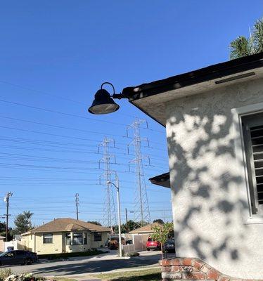 New lamp installed on exterior of the house.