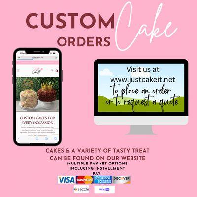 Visit us online to browse, shop, or request a quote. We offer a wide variety of cakes, treats and bundles.