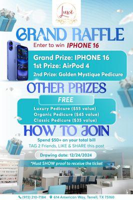 Enter now for your shot at amazing prizes, including the new iPhone 16!