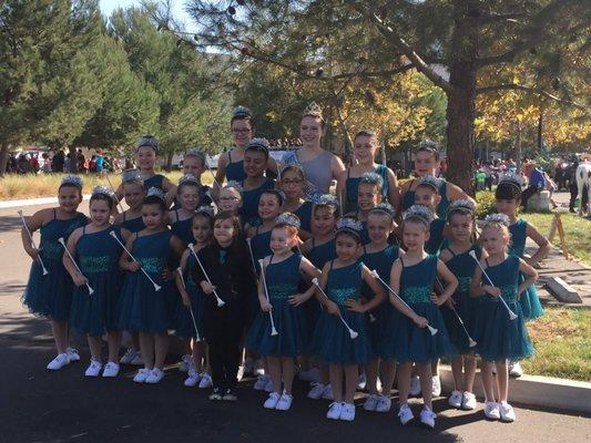 Group pic of baton twirlers at the Vista parade this year!!!