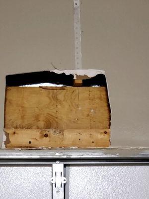 This is before wood was placed to help support the garage door opener.