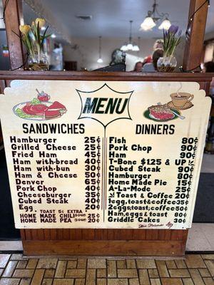 Old menu - check out those prices!