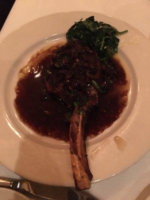 Veal Chop with sautéed spinach