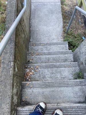 Stinky cigarette on the steps to alcove