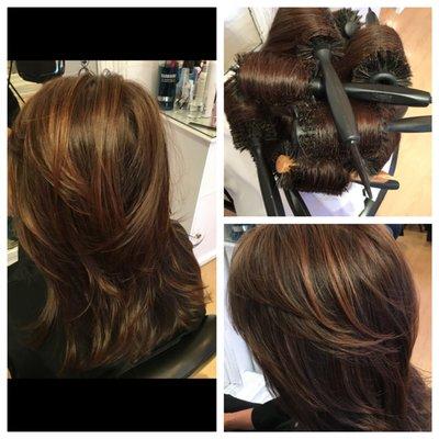 Warm and absolutely stunning brunette highlights on my regular client!