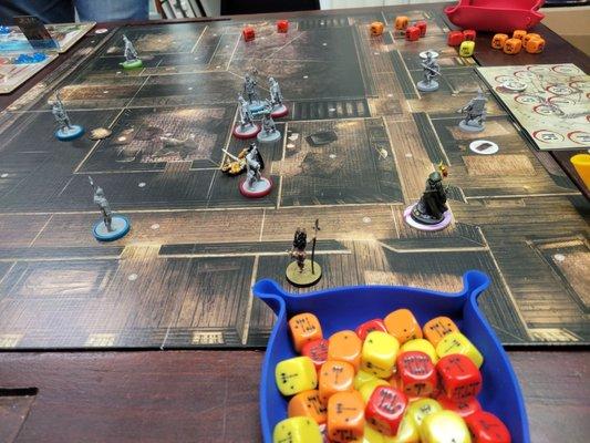 Conan by Monolith is a great Overlord versus Heroes game, but solo and co-operative rules also exist. Love the dice!