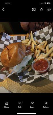 Chicken sandwich and fries