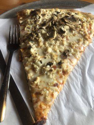 Buffalo chicken slice add mushrooms