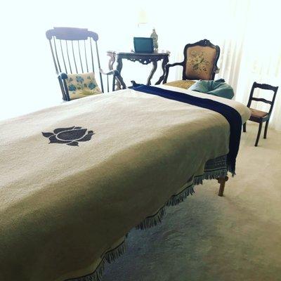 In room massage therapy for seniors of independent and assisted living.