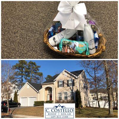 Our customers in EHT made a gift basket to show how thankful they are for helping them with their new roof!