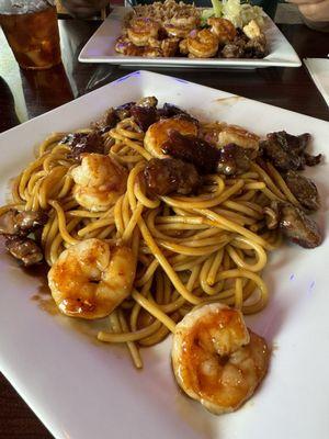 Steak and shrimp with hibachi lomein