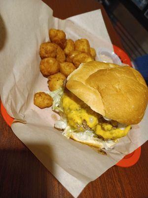 Double cheeseburger & cheese curds