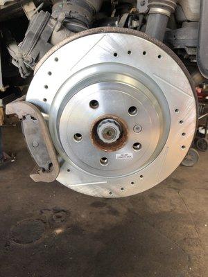 Drilled and slotted brake rotor, a great brake performance option