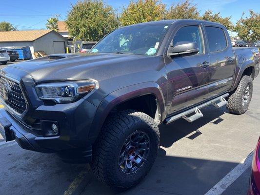 4in lift with new trd wheels and Falken wild peaks sold and installed by yours truly E-Z Tires