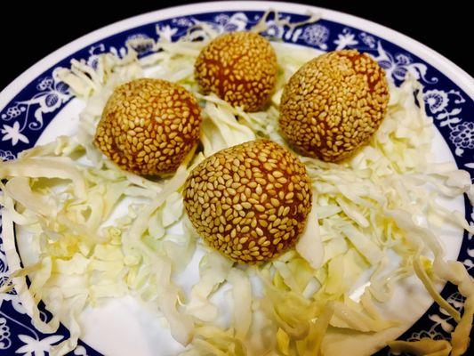 Our Mini Sesame Seed Ball with Red Bean. Have you tried them yet? (pronounced in Mandarin: ZHI MA CHIU)