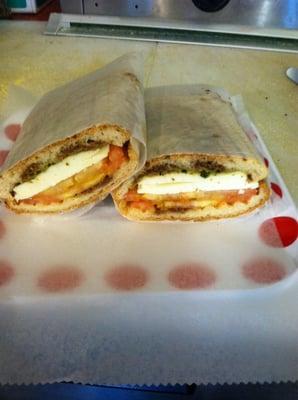 Fresh mozz,tomato,pesto balsamic vinegrette panini