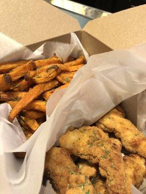 Sweet potato fries and chicken tenders