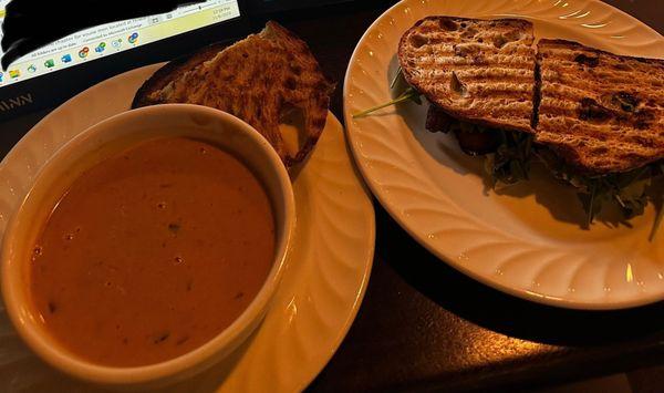 Mushroom soup and the bacon panini!