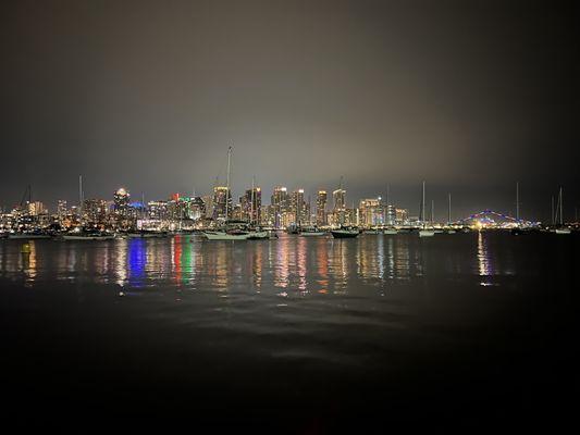 San Diego bay at night