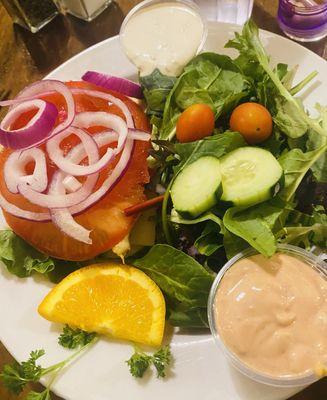 Chicken special sandwich without the bun and with salad side