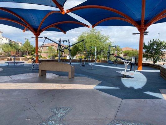 The non traditional playground with climbing features.